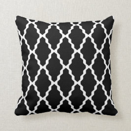 Almohada marroquí del enrejado en blanco y negro