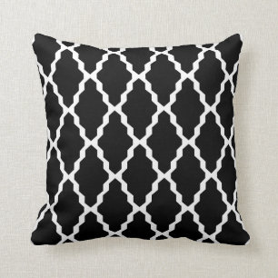 Almohada marroquí del enrejado en blanco y negro