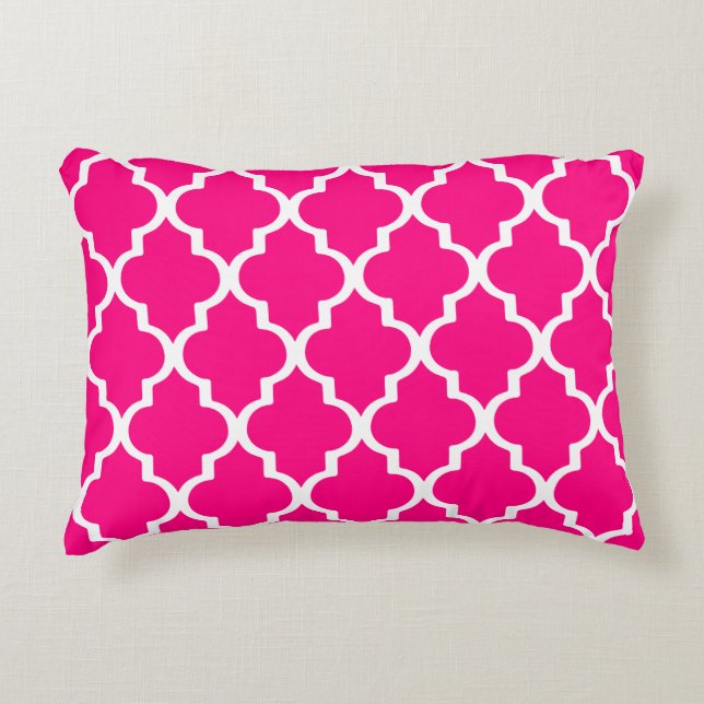 Almohada marroquí del modelo del enrejado - rosa (Anverso)
