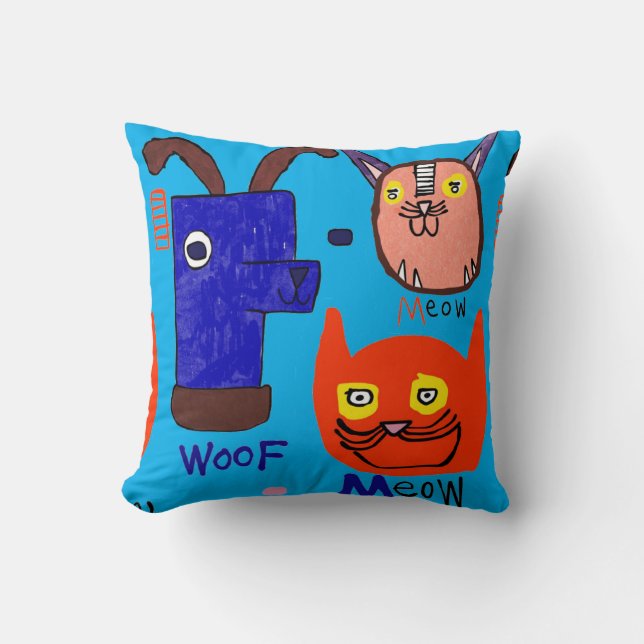 Almohada Meow Woof Doodle (Anverso)