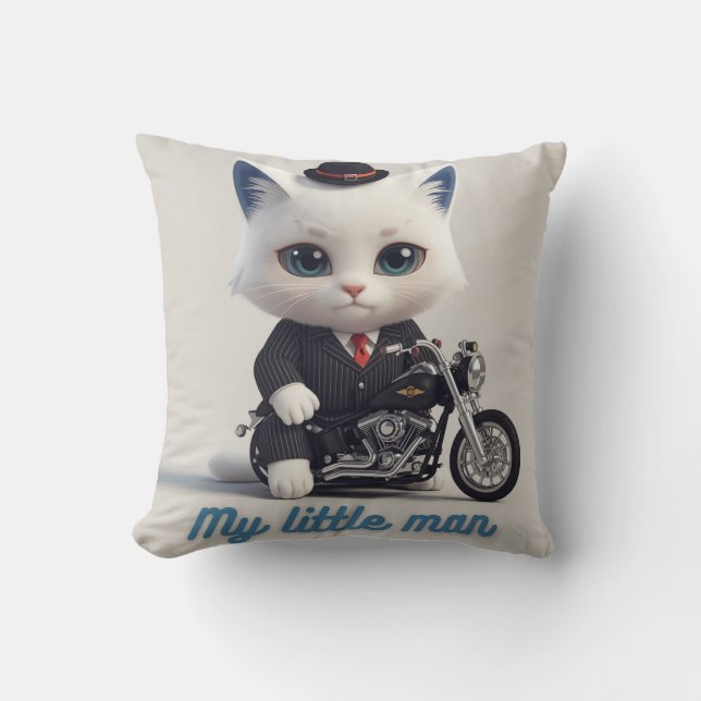 Almohada Mi Pequeño Hombre - Gato Kawaii Lindo en  (Anverso)
