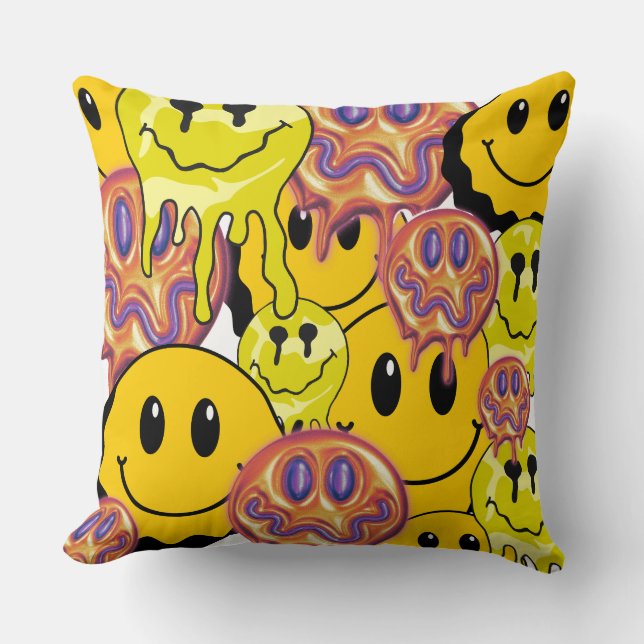 Almohada Mikitiez Cara Sonriente jardín amarillo (Anverso)
