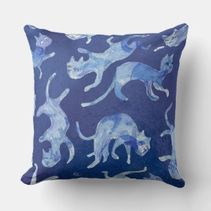 Almohada Ming Gatos Flotantes 20" - Azul Reverso &