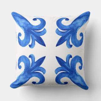 Almohada minimalista de acento botánico azul y bla