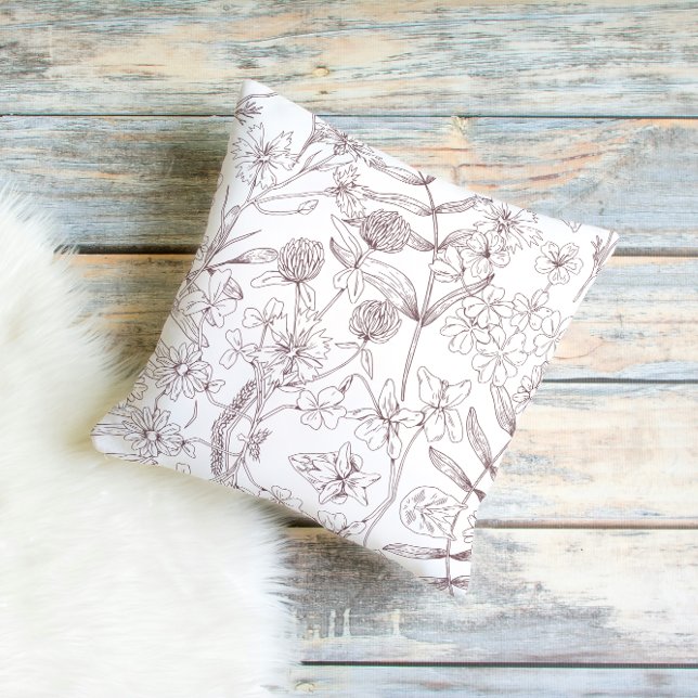 Almohada minimalista de arte botánico lineal (Subido por el creador)