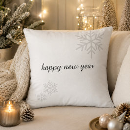 Almohada Minimalista de Copo de Nieve de Feliz Año