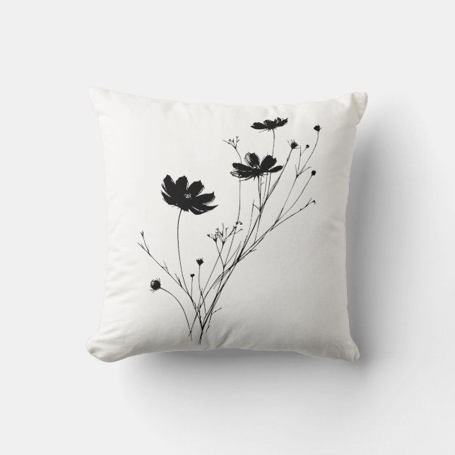 Almohada Minimalista de Flores Silvestres Artístic (Anverso)