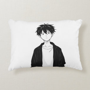 Almohada Minimalista de Niño Anime con Acento