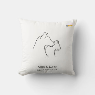 Almohada Minimalista de Perro y Gato con Arte de L