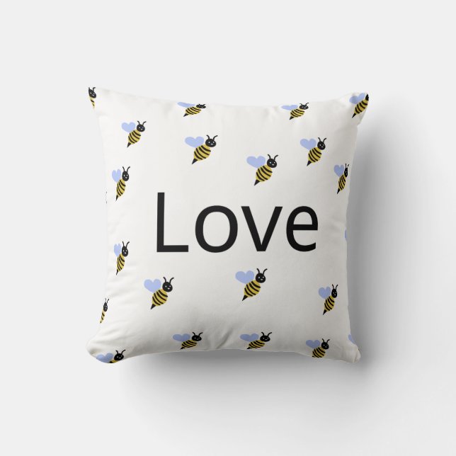 Almohada minimalista "Love & Bees" – Romántica (Anverso)