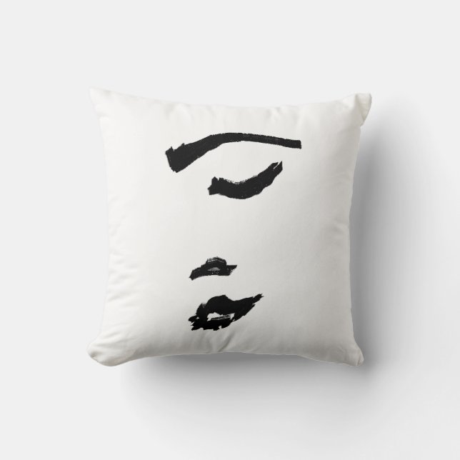 Almohada Minimalista Mujer Dama Cara Boceto Cojín (Anverso)