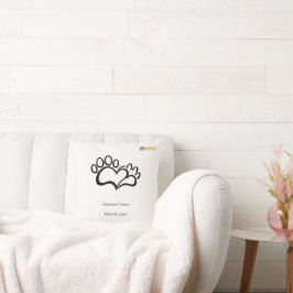 Almohada Minimalista Perro Gato Pata Corazón Nombr
