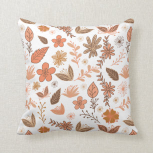 almohada modelada flores botánicas del doodle