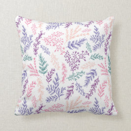 almohada modelada hojas botánicas del doodle