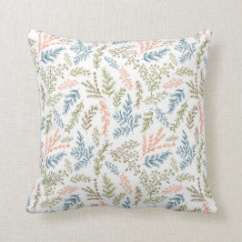 almohada modelada hojas botánicas del doodle