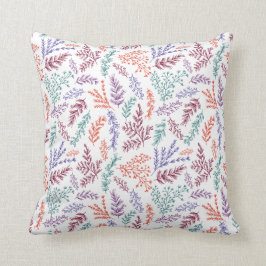 almohada modelada hojas botánicas del doodle