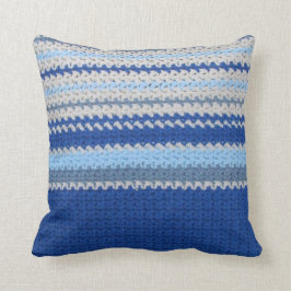 Almohada - modelo del ganchillo - rayas azules