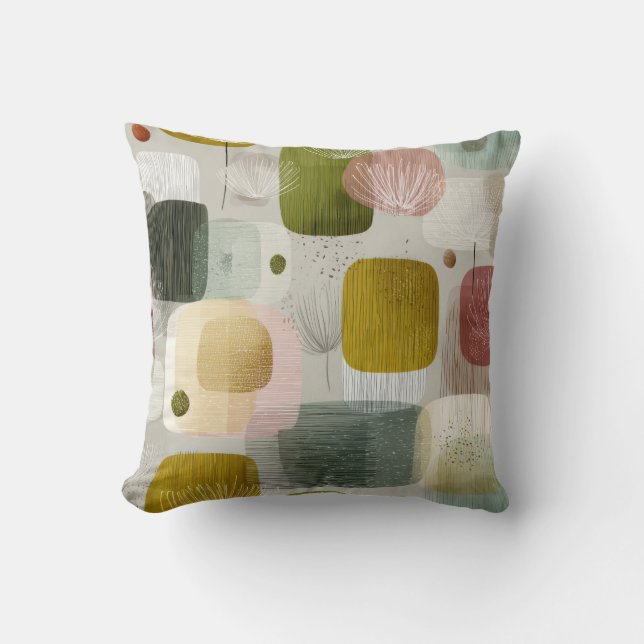 Almohada moderna abstracta botánica – Tierra Pa (Anverso)