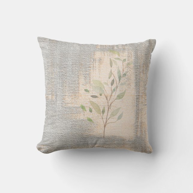 Almohada moderna abstracta con textura botánica (Anverso)