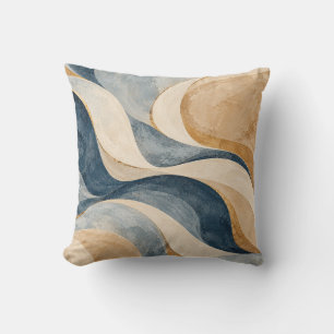Almohada moderna abstracta de arena azul marino fl