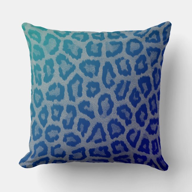 almohada moderna abstracta de leopardo gris azul (Anverso)