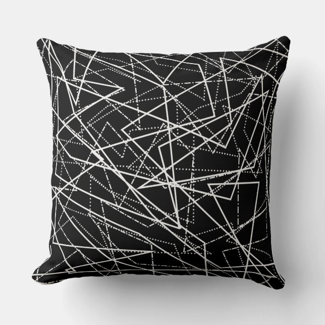 Almohada moderna abstracta en blanco y negro (Anverso)