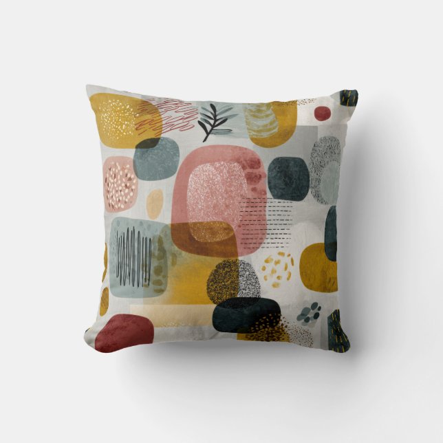 Almohada moderna abstracta geométrica – Tierra (Anverso)