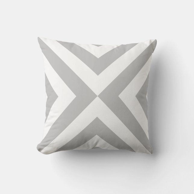 Almohada moderna abstracta gris claro y blanco (Anverso)