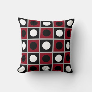 Almohada moderna abstracta negra roja y blanca