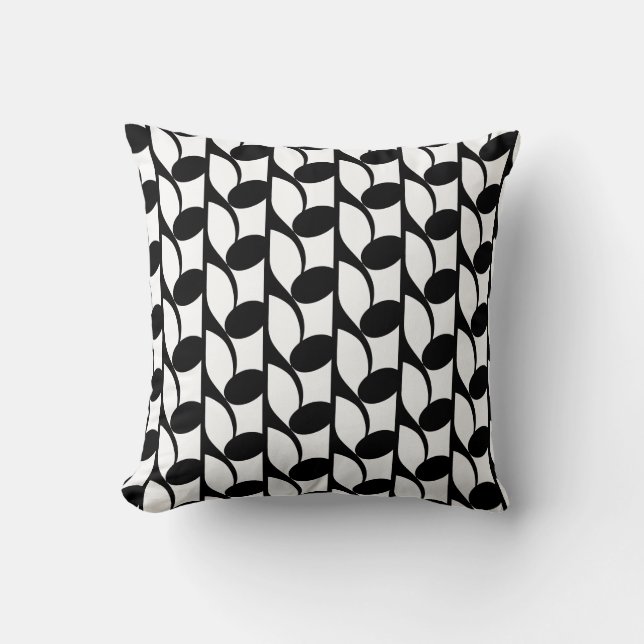 Almohada moderna abstracta negra y blanca (Anverso)