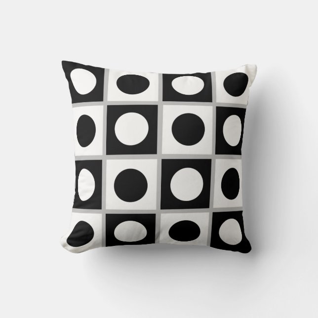 Almohada moderna abstracta negra y blanca (Anverso)