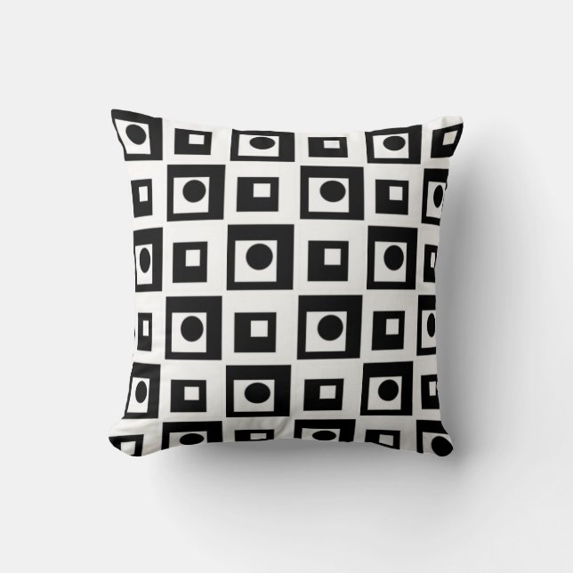 Almohada moderna abstracta negra y blanca (Anverso)