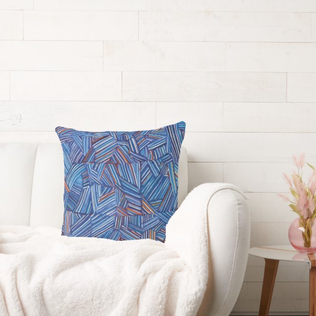 Almohada moderna azul geométrica – Abstracción ele (Sofá)