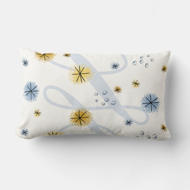 Almohada moderna azul y amarilla (Anverso)