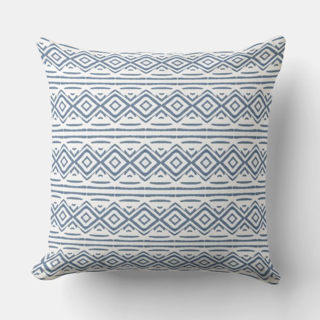 Almohada moderna azul y blanca (Anverso)