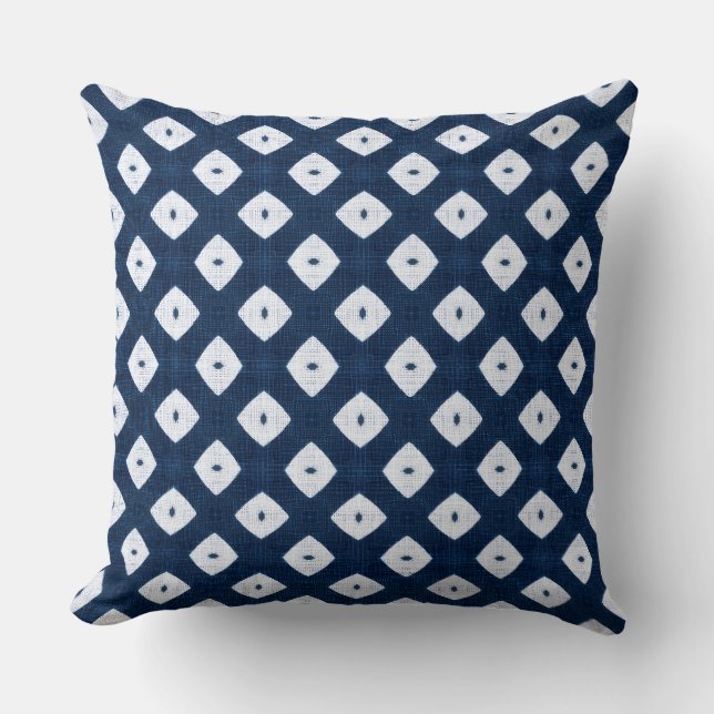 Almohada moderna azul y blanca para tirar (Anverso)