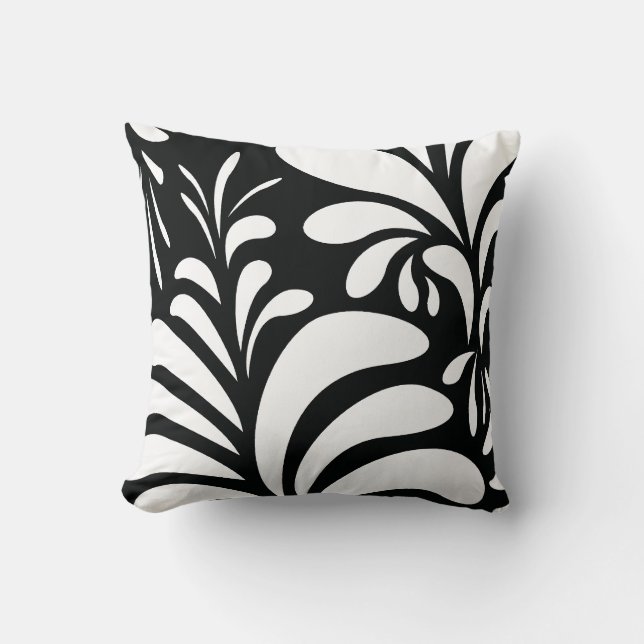 Almohada moderna blanca negra retra de los (Anverso)