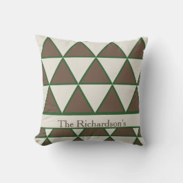 Almohada moderna chic triángulo taupe verde salvia