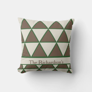 Almohada moderna chic triángulo taupe verde salvia