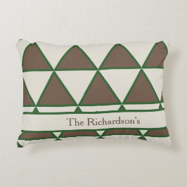 Almohada moderna chic triángulo taupe verde salvia