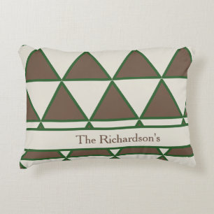 Almohada moderna chic triángulo taupe verde salvia