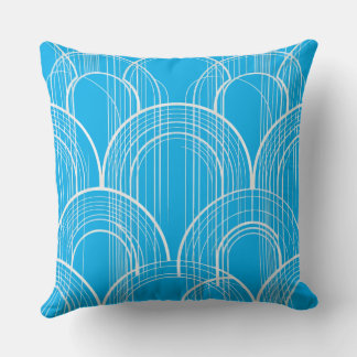 Almohada moderna con patrón de arco azul, minimali