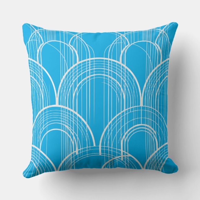 Almohada moderna con patrón de arco azul, minimali (Reverso )