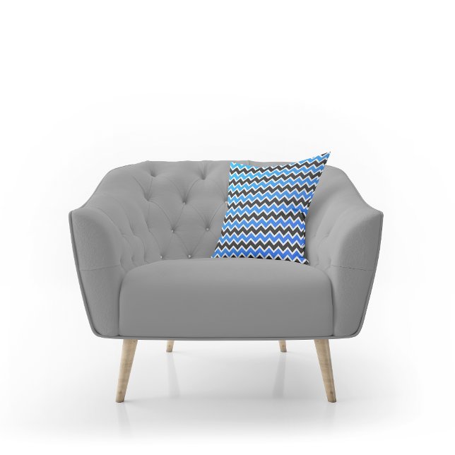 Almohada moderna con patrón de chevron negro azul (Subido por el creador)