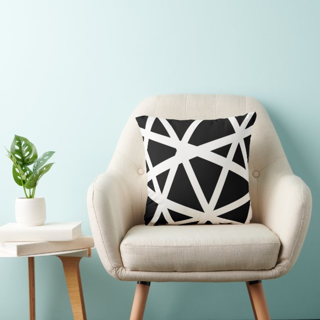 Almohada moderna con rayas en blanco y negro (Silla)