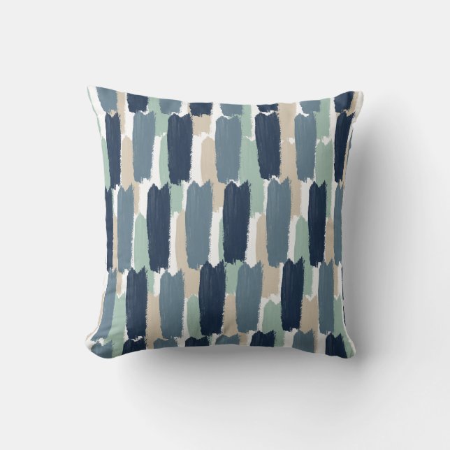 Almohada moderna costera con franja pintada abstra (Anverso)