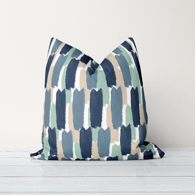 Almohada moderna costera con franja pintada abstra (Subido por el creador)