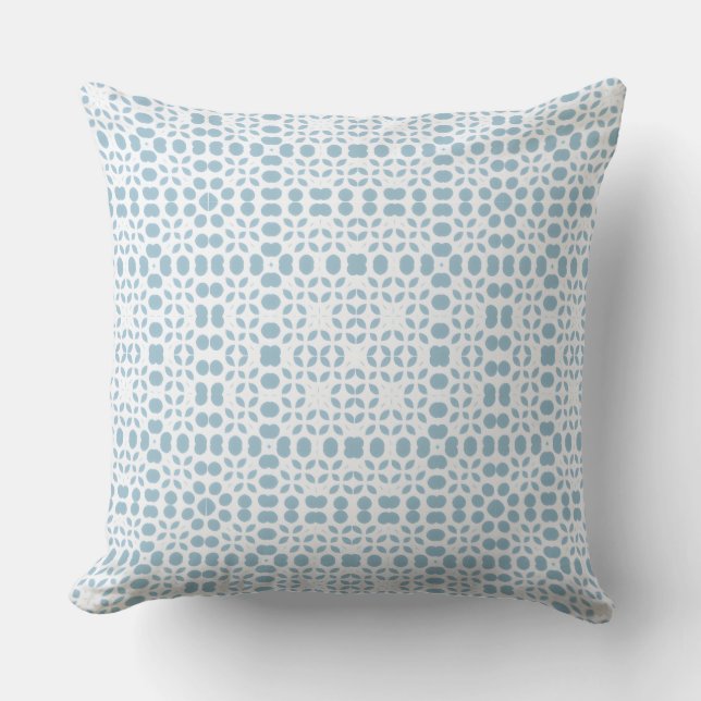 Almohada moderna costera ligera azul y blanca (Anverso)