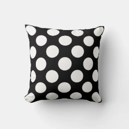 Almohada moderna de B&W, lunares blancos gigantes