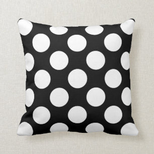 Almohada moderna de B&W, lunares blancos gigantes